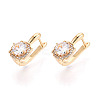 Brass Micro Pave Clear Cubic Zirconia Flower Hoop Earrings EJEW-T048-33G-1