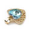 Real 18K Gold Plated Rack Plating Brass Micro Pave Clear Cubic Zirconia Pendants KK-C015-29G-11-2
