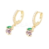 Cubic Zirconia Eggplant Dangle Hoop Earrings EJEW-H086-04G-1