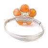 Flower Natural Green Aventurine & Carnelian & Amethyst & Apatite Finger Rings RJEW-TA00158-5