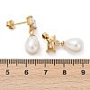 Teardrop with Rectangle 304 Stainless Steel Clear Cubic Zirconia Dangle Stud Earrings EJEW-F366-01G-01-3