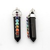 Yoga Chakra Jewelry Platinum Plated Brass Gemstone Double Terminated Pointed Big Pendants LS-G-P053-19E-1