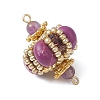 7Pcs 7 Colors Dyed Synthetic Imperial Jasper & Handmade Glass Seed Beaded Rhombus Connector Charms PALLOY-MZ00960-4