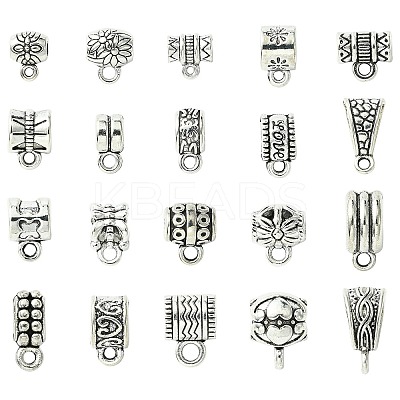100Pcs 20 Styles Tibetan Style Alloy Tube Bails FIND-CJ0002-13-1