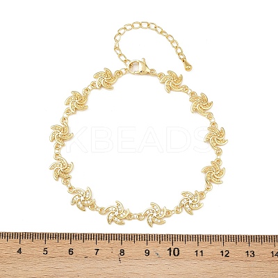 Windmill Brass Micro Pave Clear Cubic Zirconia Link Chain Bracelets for Women BJEW-A090-04G-1