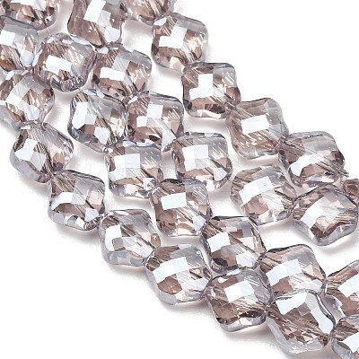 Electroplate Transparent Glass Beads Strands GL-CBA7A17-02A-11-1