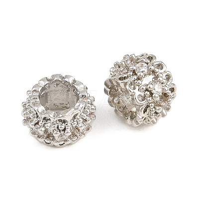 Brass Micro Pave Clear Cubic Zirconia European Beads CU-CBA6A75-16P-1