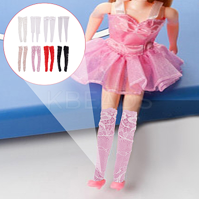 16 Pairs 8 Colors Cloth Doll Lace Fishnet Long Socks DIY-GO0002-11-1