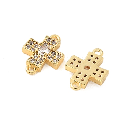 Brass Micro Pave Cubic Zirconia Connector Charms KK-U056-38G-1
