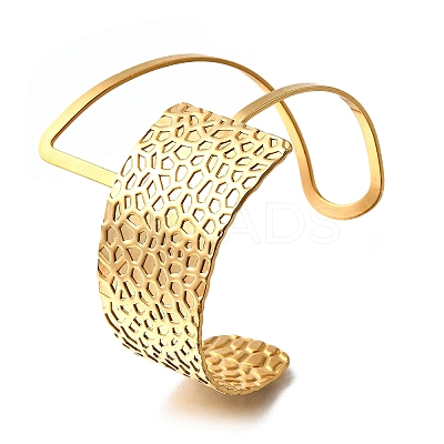 Exaggerated 304 Stainless Steel Cuff Bangles for Women BJEW-V005-02G-1
