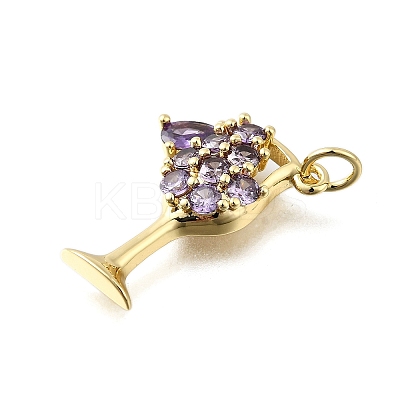 Brass Micro Pave Cubic Zirconia Pendants KK-S523-22G-1