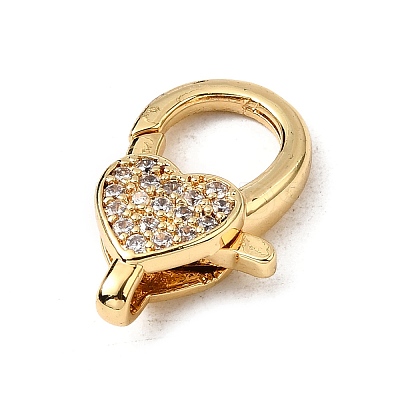 Brass Clear Cubic Zirconia Lobster Claw Clasps KK-Z078-46A-G-1