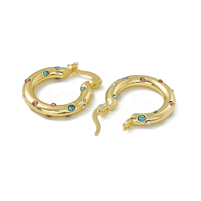 Colorful Cubic Zirconia Huggie Hoop Earrings EJEW-F294-15G-1