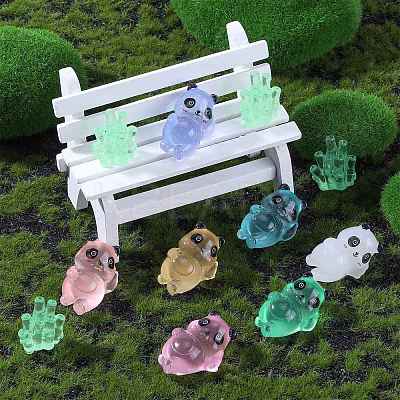 32Pcs 8 Styles Luminous Resin Panda Ornaments DJEW-SZ0001-18-1