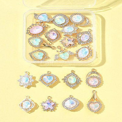 20Pcs 10 Styles Alloy Glass Pendants FIND-FS0003-50-1