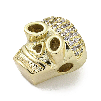 Brass Micro Pave Clear Cubic Zirconia Beads ZIRC-P119-21G-01-1