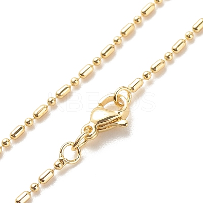 Brass Ball and Column Link Chains Necklace for Women NJEW-P265-01A-G-1