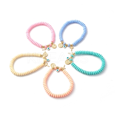 Handmade Polymer Clay Beads Stretch Bracelets BJEW-JB06564-1