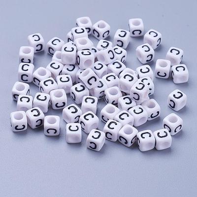 Acrylic Horizontal Hole Letter Beads PL37C9308-C-1
