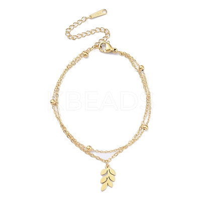 304 Stainless Steel Cable & Satellite Chains Double Layer Multi-strand Bracelet BJEW-E092-07G-1