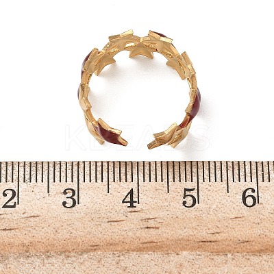 304 Stainless Steel Enamel Cuff Rings for Women RJEW-F198-01G-1