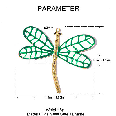 304 Stainless Steel Enamel Pendants STAS-OY019-22G-1