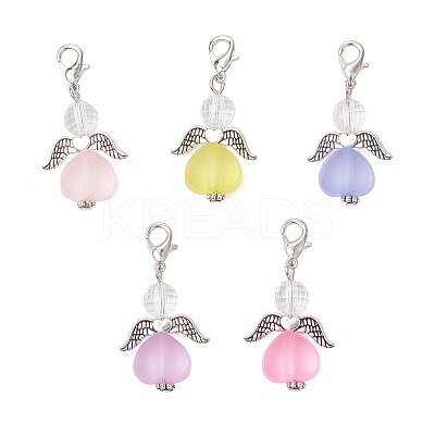Heart Angel Acrylic Pendant Decorations HJEW-JM03566-02-1