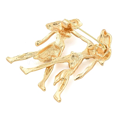Golden Zinc Alloy with Rhinestone Brooches LS-JEWB-B018-03G-03-1