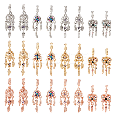 24Pcs 12 Styles Rack Plating Alloy European Dangle Charms MPDL-TA0001-04-1