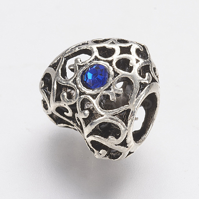 Tibetan Style Alloy Rhinestone European Beads PALLOY-F202-38I-1