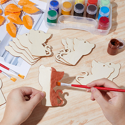 Animal Theme Unfinished Blank Wooden Pendants Set for Painting Arts WOOD-WH0124-26H-1