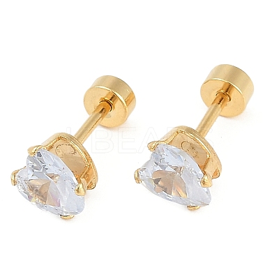 Heart Glass Ear Fake Plugs EJEW-H105-25G-D-1