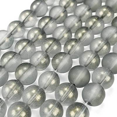 Frosted Transparent Glass Bead Strands GLAA-P065-8mm-12-1