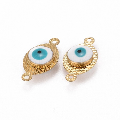 Golden Tone Brass Enamel Eye Links X-KK-Q570-01F-1