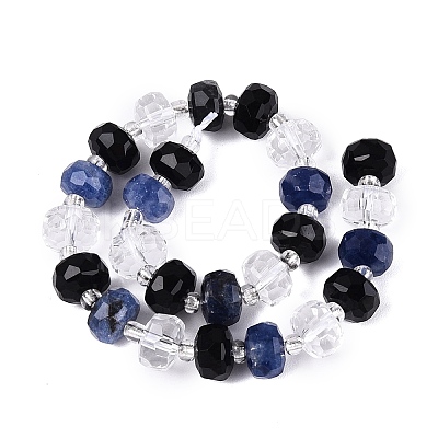 Natural Obsidian & Sodalite & Quartz Crystal Beads Strands G-Q614-03A-04-1