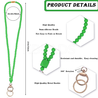 Silicone Beaded ID Card Neck Straps NJEW-SW00025-10-1