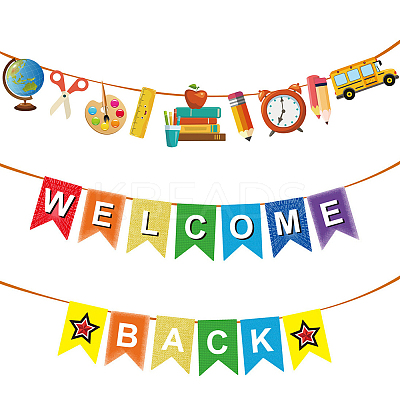 2 Sets 2 Styles Welcome Come Back & School Supplies Paper Banners DIY-CP0009-68-1