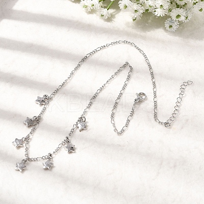 Brass Star Pendant Necklaces NJEW-B157-14P-1
