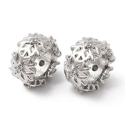 Brass Micro Pave Cubic Zirconia Rondelle European Beads KK-P234-36P-1