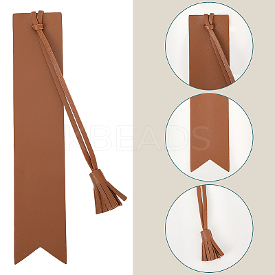 5Pcs 5 Colors PU Leather Tassel Bookmark AJEW-GF0011-83-1