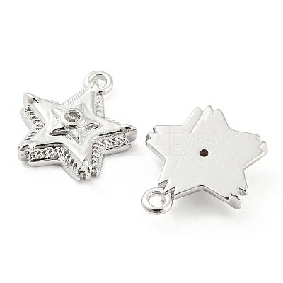 Brass Micro Pave Cubic Zirconia Charms KK-E090-35P-1
