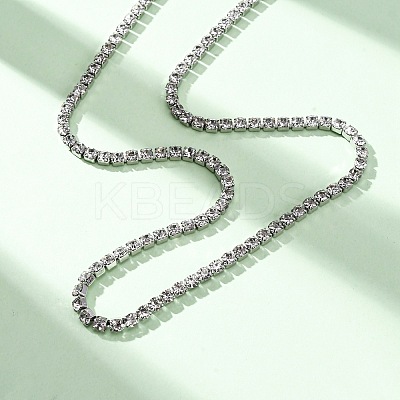 3MM 304 Stainless Steel Rhinestone Cup Chain Necklaces for Women NJEW-G175-01P-02-1