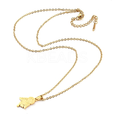 304 Stainless Steel Heart Cupid Pendant Necklaces for Women NJEW-A012-01G-1