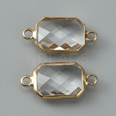 Glass Connector Charms GLAA-WH0036-16K-1