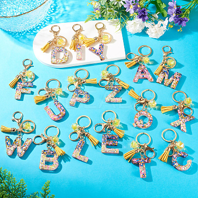 Alloy Resin Polygon Keychains KEYC-TADJ0002-03G-P-1