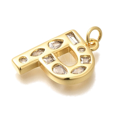 Brass Micro Pave Clear Cubic Zirconia Pendants KK-G521-01G-P-1