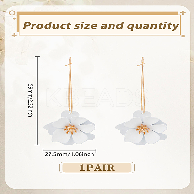 1 Pair Flower Alloy Hoop Earrings EJEW-LP0007-099-1