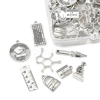 40Pcs 8 Styles Tibetan Style Alloy Pendants TIBE-FP0001-17-1
