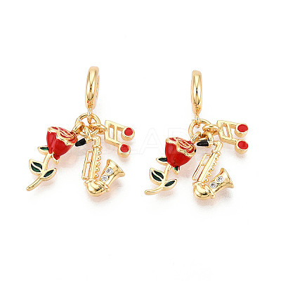 Brass Micro Pave Clear Cubic Zirconia European Dangle Charms KK-N271-06G-1