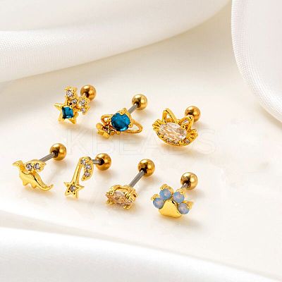 316L Stainless Steel Cubic Zirconia Cartilage Earrings for Women WGF6ABA-02-1